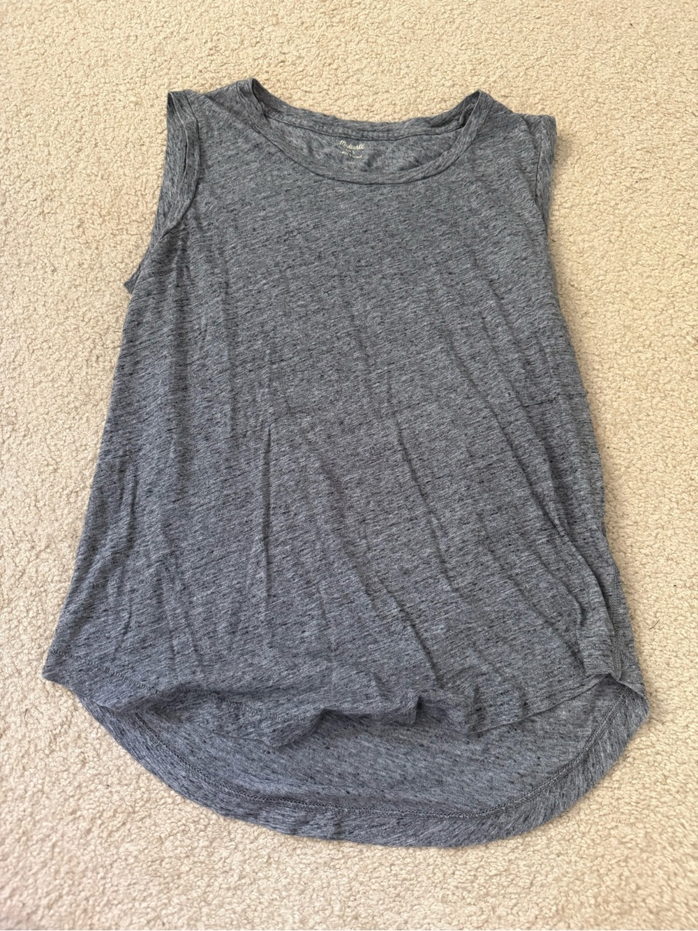 Women's Sleeveless Gray Scoop-Hem Tank Top